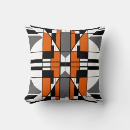 Orange Gray Black Symmetric Tile-like Design Kissen