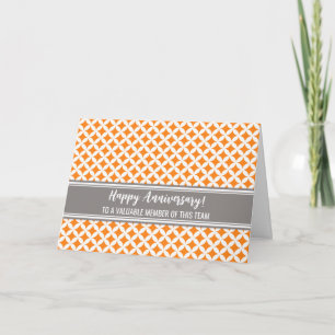 Orange Gray Circles Employee Anniversary Card Karte