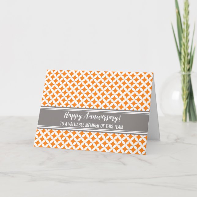 Orange Gray Circles Employee Anniversary Card Karte (Vorderseite)