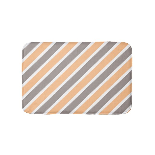 Orange Gray Diagonal Stripes Badematte (Vorderseite)