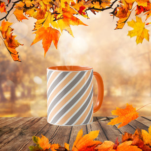 Orange Gray Diagonal Stripes Tasse