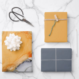 Orange Gray Gold Geschenkpapier Set