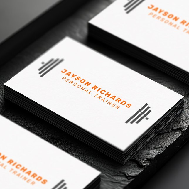 Orange/Gray Gym Barbell Symbol Personal Trainer Visitenkarte (Von Creator hochgeladen)