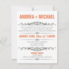 Orange & Gray Hochzeitsempfang NUR Einladungen