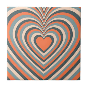 Orange Gray Hypnotic Heart Liebe Pattern Fliese