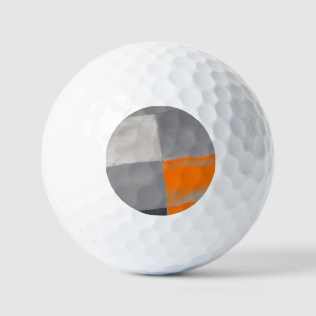 Orange Gray Kariert Checkered Golfball (Vorderseite)