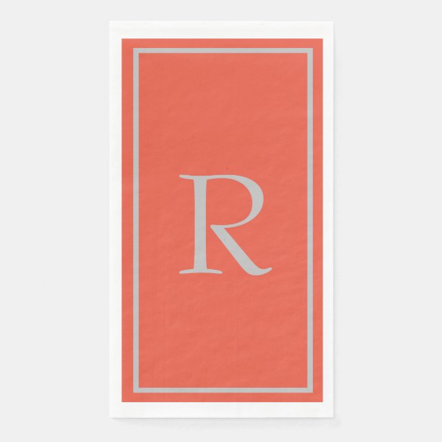 Orange Gray Monogram Initial Individuelle Name Col Serviette (Vorderseite)