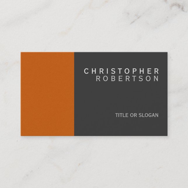 Orange Gray Simple Schlicht Business Card Visitenkarte (Vorderseite)