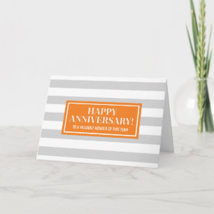 Orange Gray Stripes Anniversary Card Karte