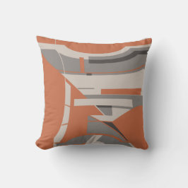 Orange Gray Taupe Mediterranean Geometric Abstract Kissen