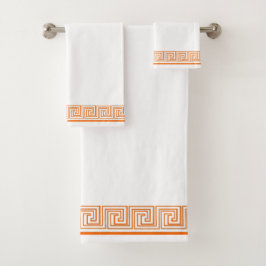 Orange Grecian Frieze Design Badhandtuch Set