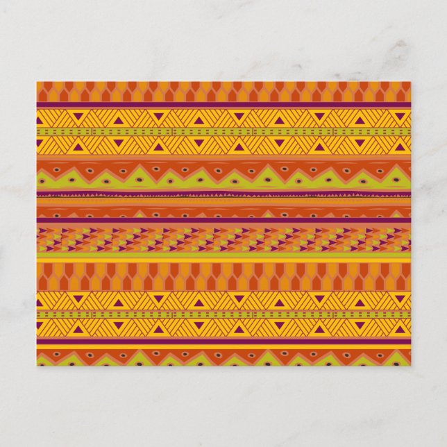 Orange Green Abstrakt Aztec Tribal Print Patches Postkarte (Vorderseite)