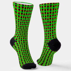 Orange Green Black Diamond Muster Socken