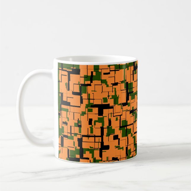Orange Green Black Digital Camouflage Pattern Kaffeetasse (Links)