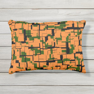 Orange Green Black Digital Camouflage Pattern Kissen Für Draußen