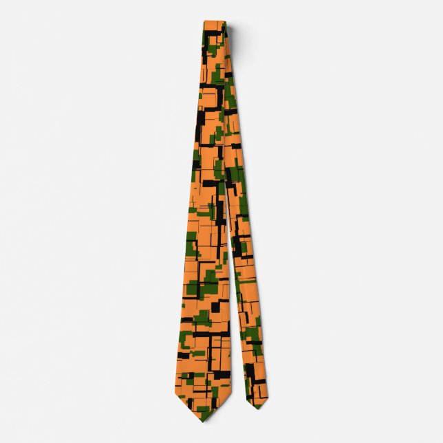 Orange Green Black Digital Camouflage Pattern Krawatte (Vorderseite)