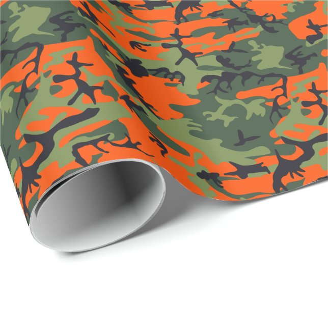 Orange Green Black Hunting Camouflage Camouflage Geschenkpapier (Rolleneckpunkt)