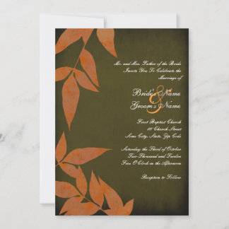 Orange & Green Blätter Vintage Wedding Einladungen