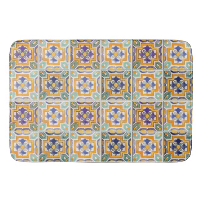 Orange-Green-Blue-Tile-Badematte Badematte (Vorderseite)