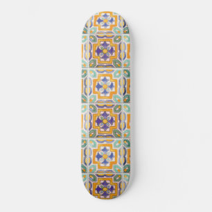 Orange-Green-Blue-Tile-Skateboard Skateboard