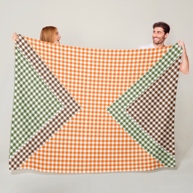 ORANGE GREEN & BROWN KARIERT PATTERN FLEECEDECKE (Beispiel)