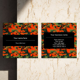 Orange Green Camouflage, Militär, Armee Quadratische Visitenkarte