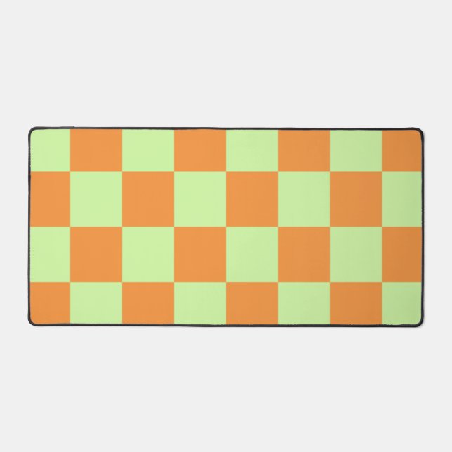 Orange Green Citrus Checkered Gingham Pattern Schreibtischunterlage (Vorderseite)