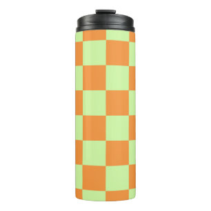 Orange Green Citrus Checkered Gingham Pattern Thermosbecher