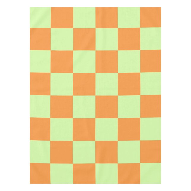 Orange Green Citrus Checkered Gingham Pattern Tischdecke (Vorderseite)