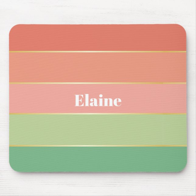 Orange Green Custom Summer Color Block Streifen Mousepad (Vorne)