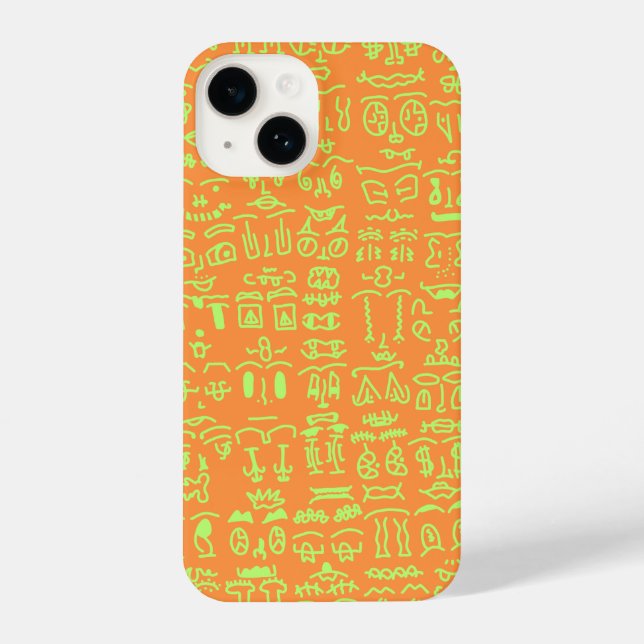 Orange & Green Doodle Pattern Case – Artist iPhone Hülle (Rückseite)
