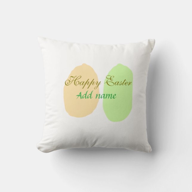 Orange Green Ei Happy Oaster fügen Sie den Namen N Kissen (Vorderseite)