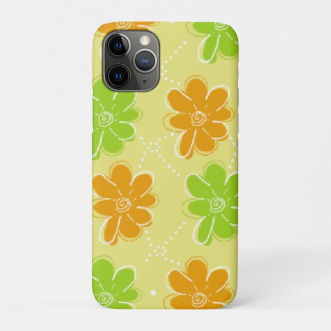 Orange & Green Floral Muster Case-Mate iPhone Hülle (Rückseite)