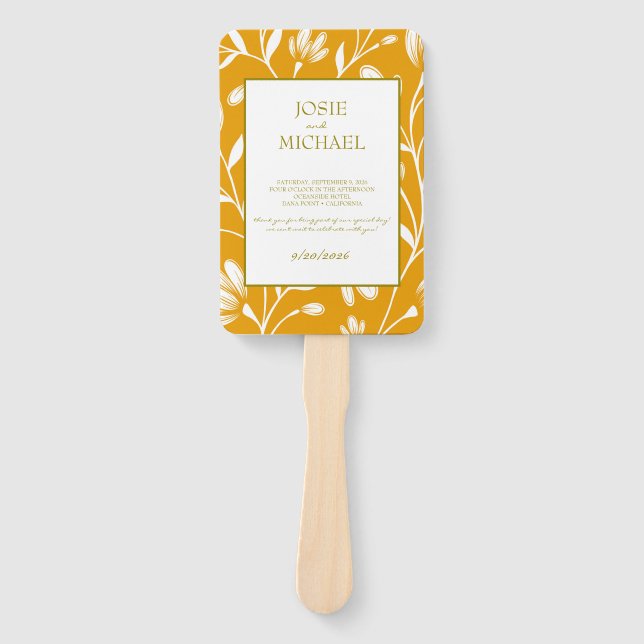  Orange Green Floral Wedding Fächer (Vorderseite)