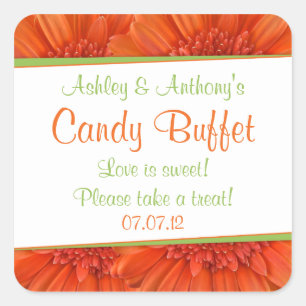 Orange Green Gerbera Daisy Candy Buffet Aufkleber