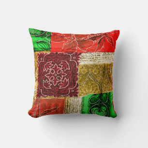 Orange Green Gold Patchwork Vintages Stoffmuster M Kissen