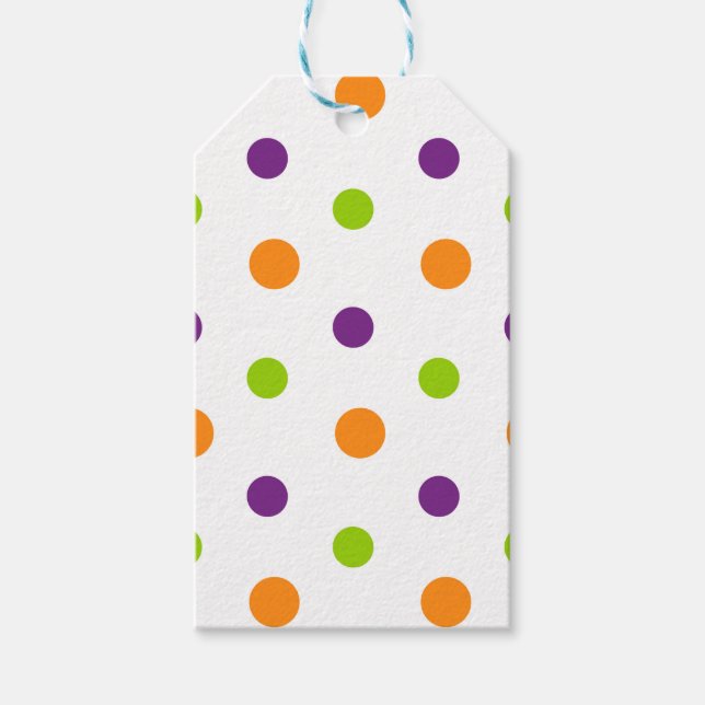 ORANGE GREEN LILA HALLOWEEN POLKA DOTS GESCHENKANHÄNGER (Vorderseite)