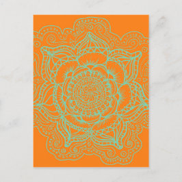 Orange Green Mandala Postkarte