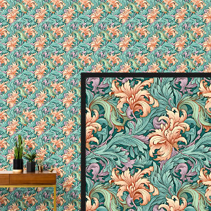 Orange Green Mauve Art Nouveau Tapete