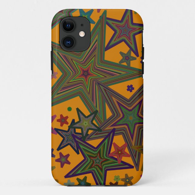 Orange Green Party Stars Case-Mate iPhone Hülle (Rückseite)