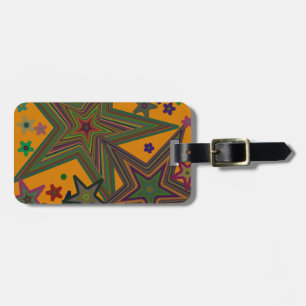 Orange Green Party Stars Gepäckanhänger