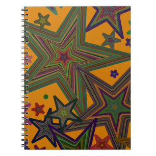 Orange Green Party Stars Notizblock