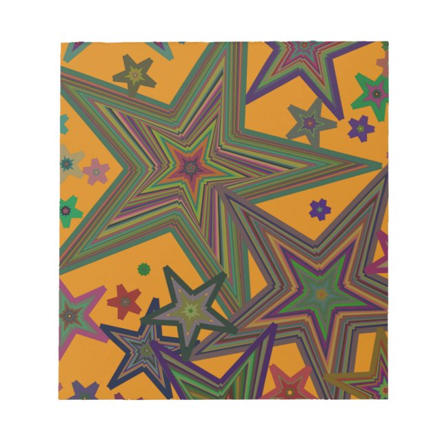 Orange Green Party Stars Notizblock (Vorderseite)
