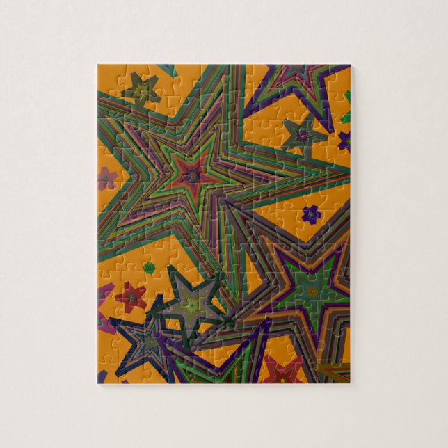 Orange Green Party Stars Puzzle (Vertikal)