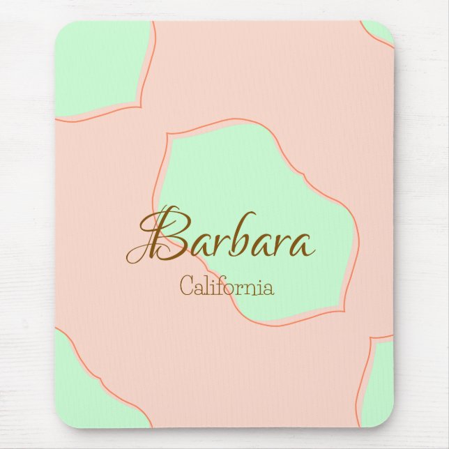 Orange green pastel boho add name place rustic ele mousepad (Vorne)