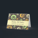 Orange Green Retro Son in Law Birthday Karte<br><div class="desc">Geburtstagskarte für Jurysohn mit lustigen grünen,  orangen und gelben Retromustern und nachdenklichem Vers.</div>