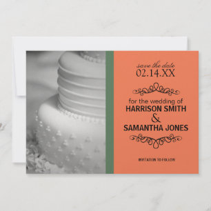 Orange & Green Save the Date Hochzeitankündigungen Einladung