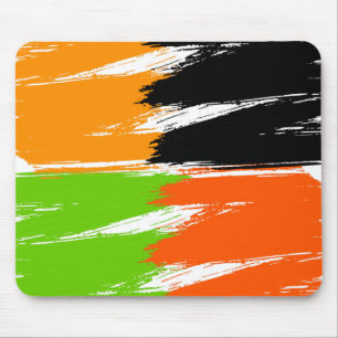 Orange Green Schwarz-weiß Brush Stroke Paint Mousepad