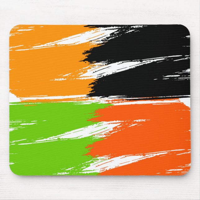 Orange Green Schwarz-weiß Brush Stroke Paint Mousepad (Vorne)