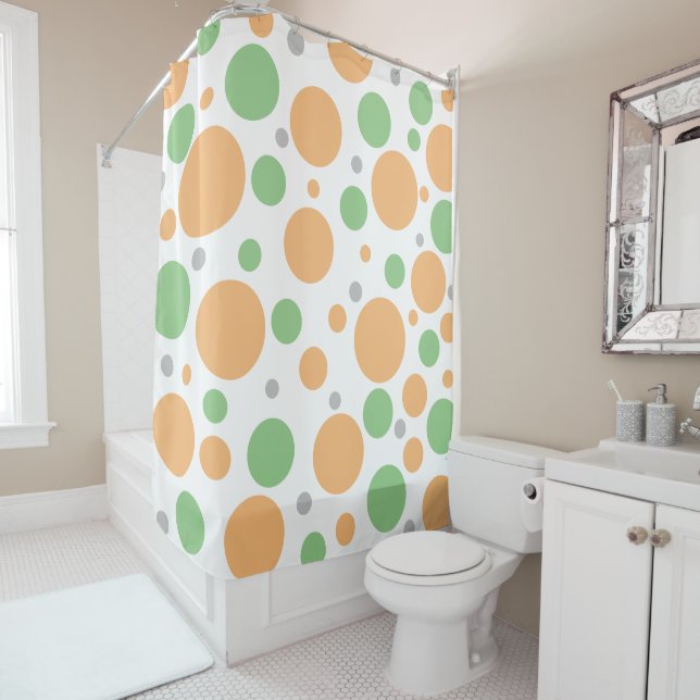 Orange Green Silver Geometric Circles Duschvorhang (Beispiel)